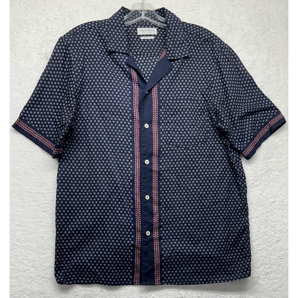 President's Other - Presidents Mens Size M Blue Rangi Chiba Short Sleeve Button Up Shirt (T8)